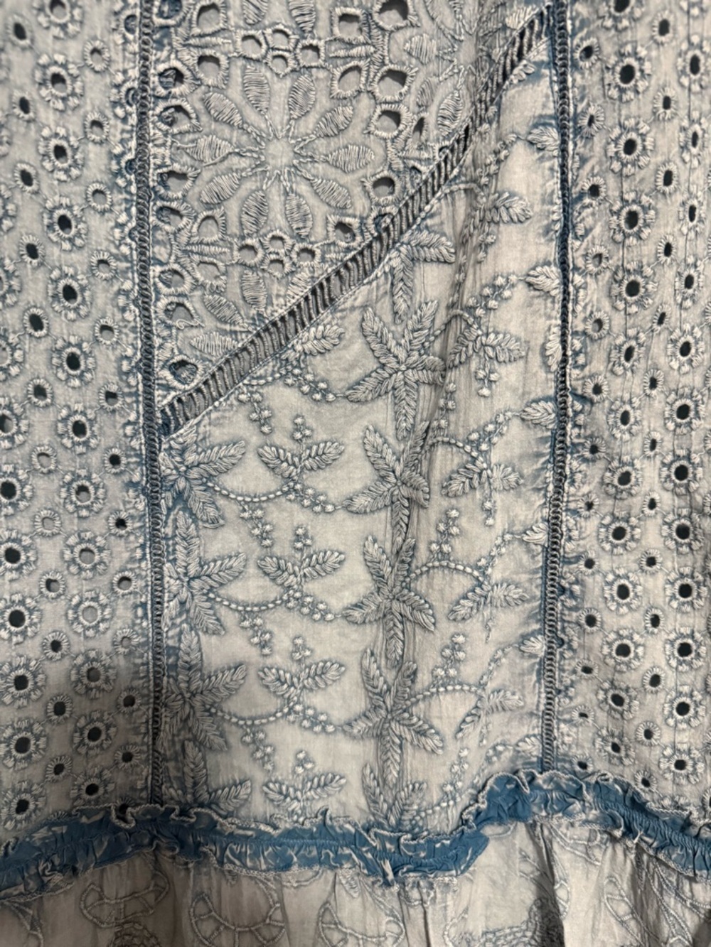 Soft Surroundings Porfiria Blue Eyelet Embellished Midi Skirt XL Petite NWT - Picture 5 of 11